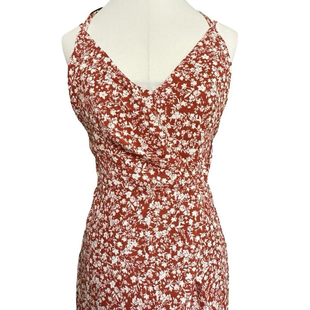 HYFVE HYFVE HYFVE Double Strap Floral Backless Dress Women's Medium‎ Rust NEW - Picture 3 of 16
